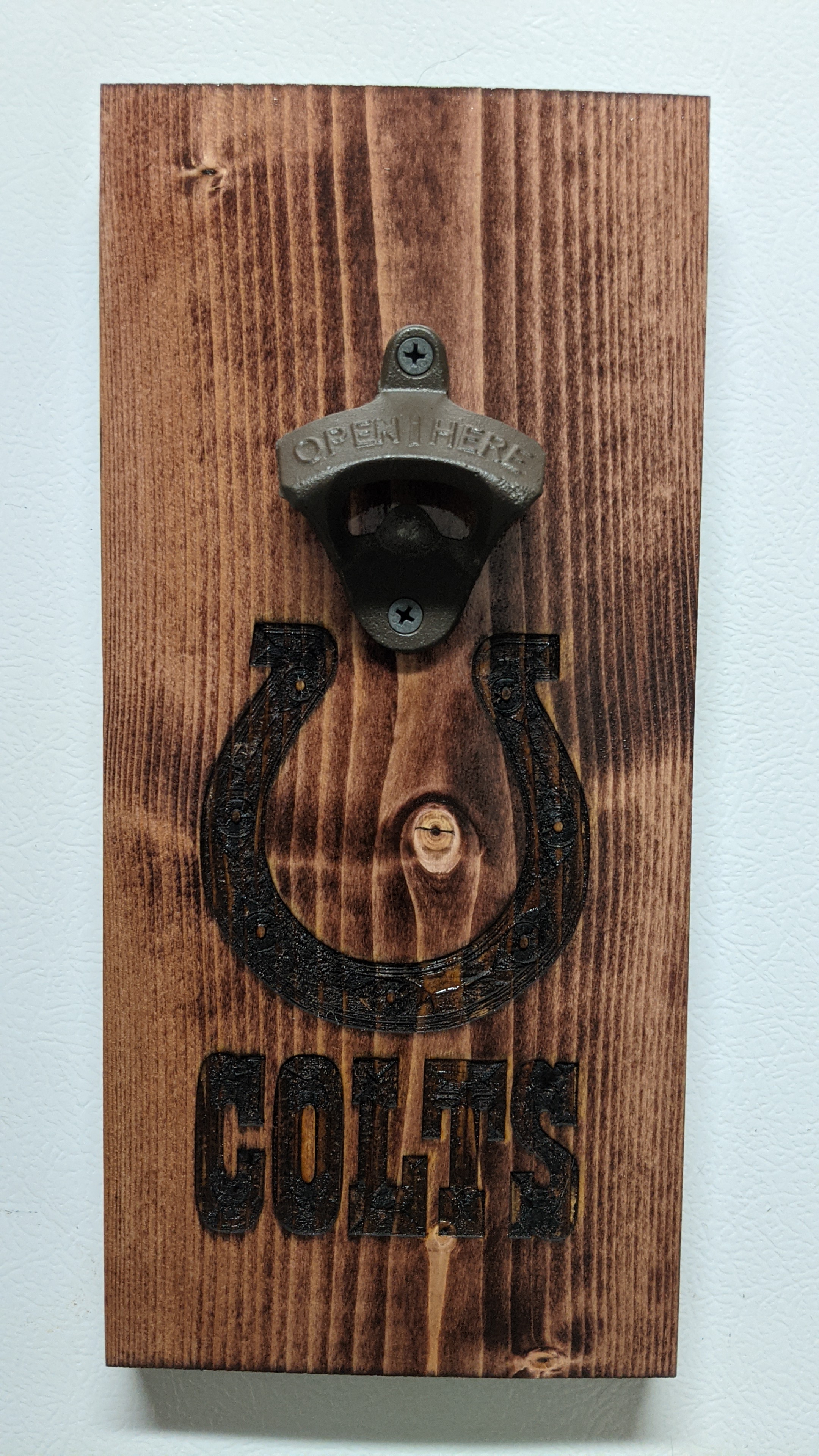 Colts Footbal Team Laser Etched Bottle Opener Magnetic Mount